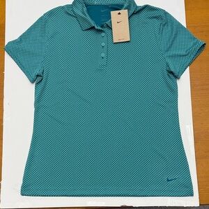 Nike Women's Teal Patterned Dri-FIT Golf Polo. Size M  NWT